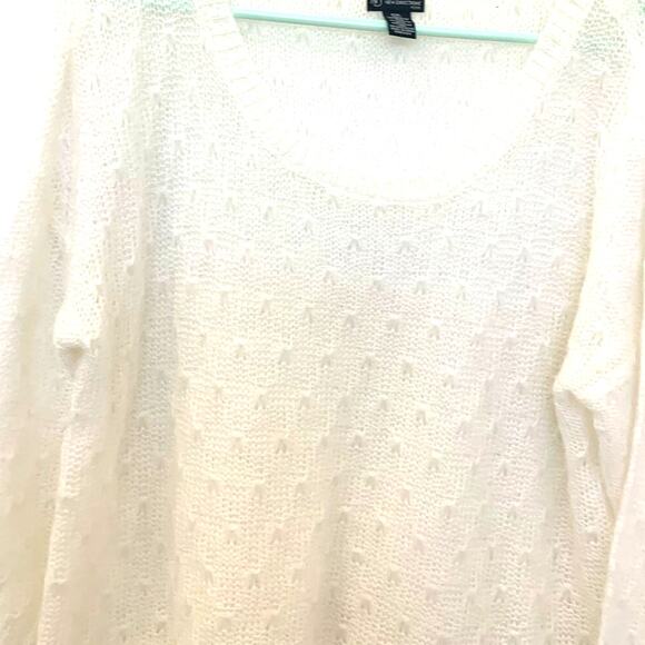 New Direction Petite Lace Sweater XLP Womens White Knit Pullover Fairy Soft Boxy - Picture 4 of 9